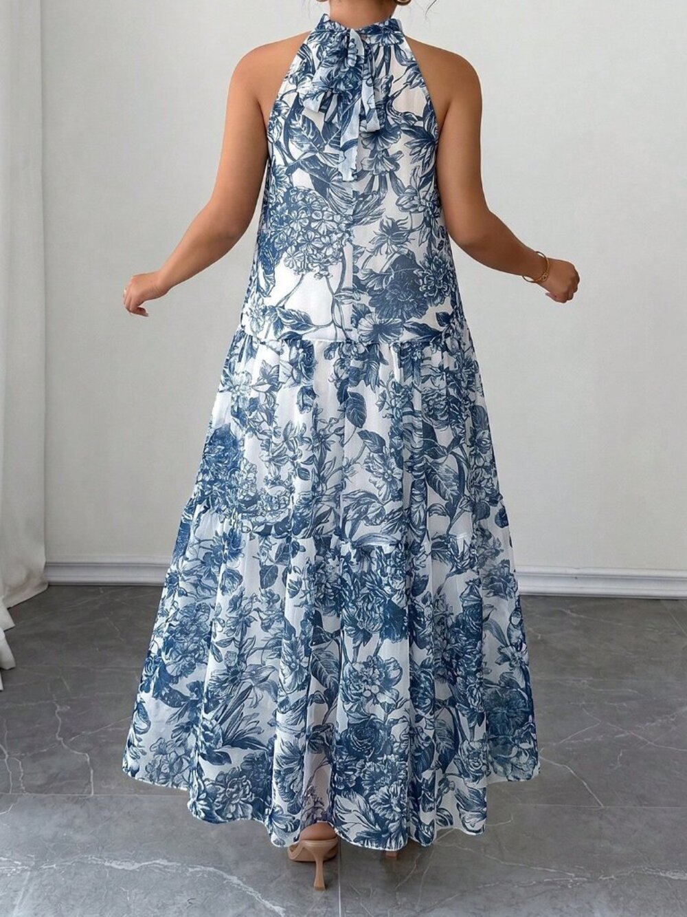 Baby Blue Boho Women's Sleeveless Plus Size Beach Maxi Dress - Picture 2 of 7